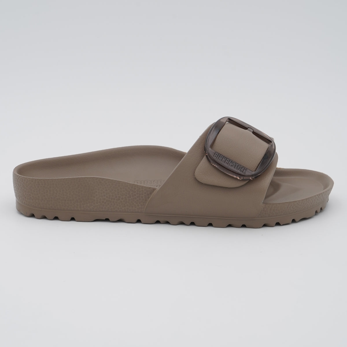 Sandalo Birkenstock Madrid Big Buckle EVA 1030479 Grey Taupe con Maxi Fibbia Traslucida