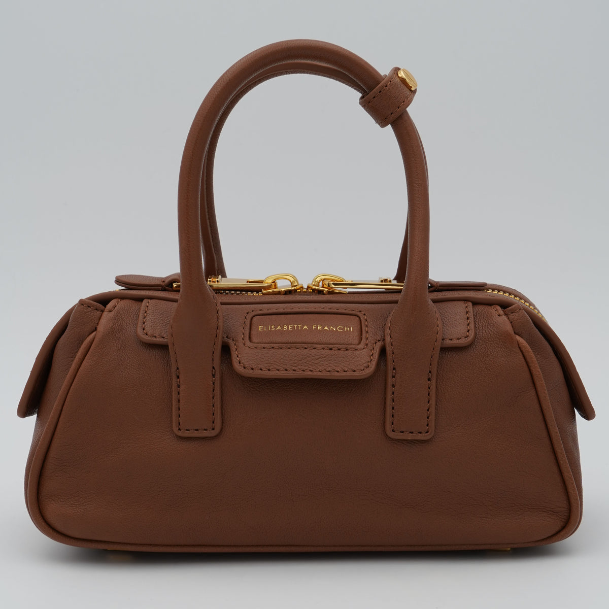 Borsa a Mano Elisabetta Franchi BS58A67E2 Sigaro con Dettagli Oro