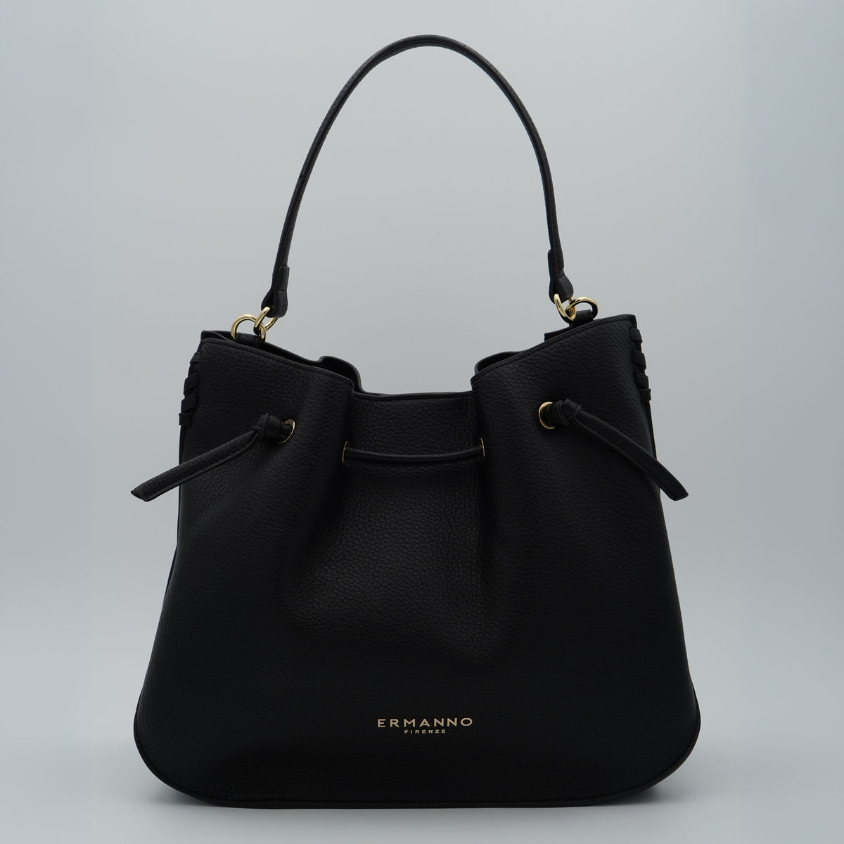 Borsa Hobo Ermanno Firenze by Ermanno Scervino Benedetta 12402198 Nera con Manico a Spalla, Dettagli Oro e Logo Frontale
