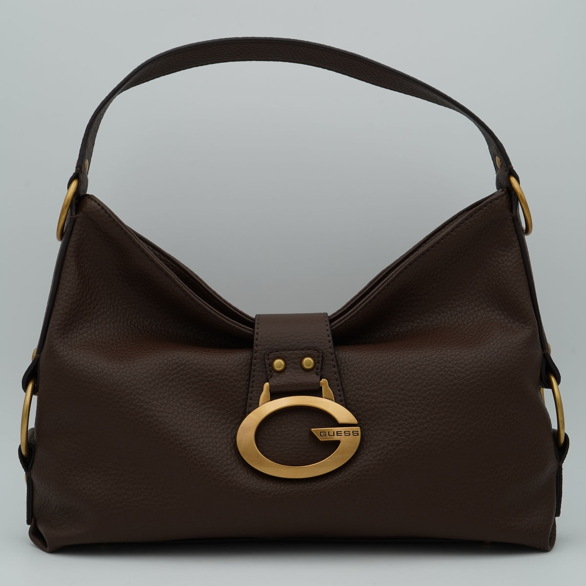 Borsa a Spalla Guess Camden Medium HWBB9308180 Espresso Marrone Scuro con Logo G Dorato