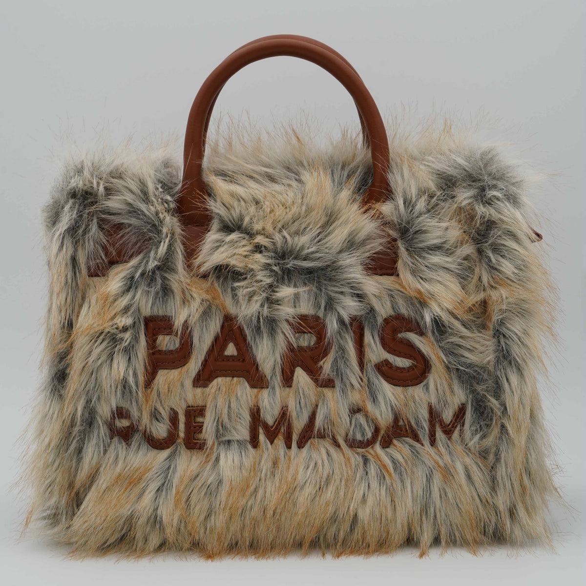 Borsa Rue Madam Paris Aspen Mini Tote 1581 Amber Fox in Ecopelliccia Effetto Volpe, Manici in Ecopelle e Tracolla Removibile