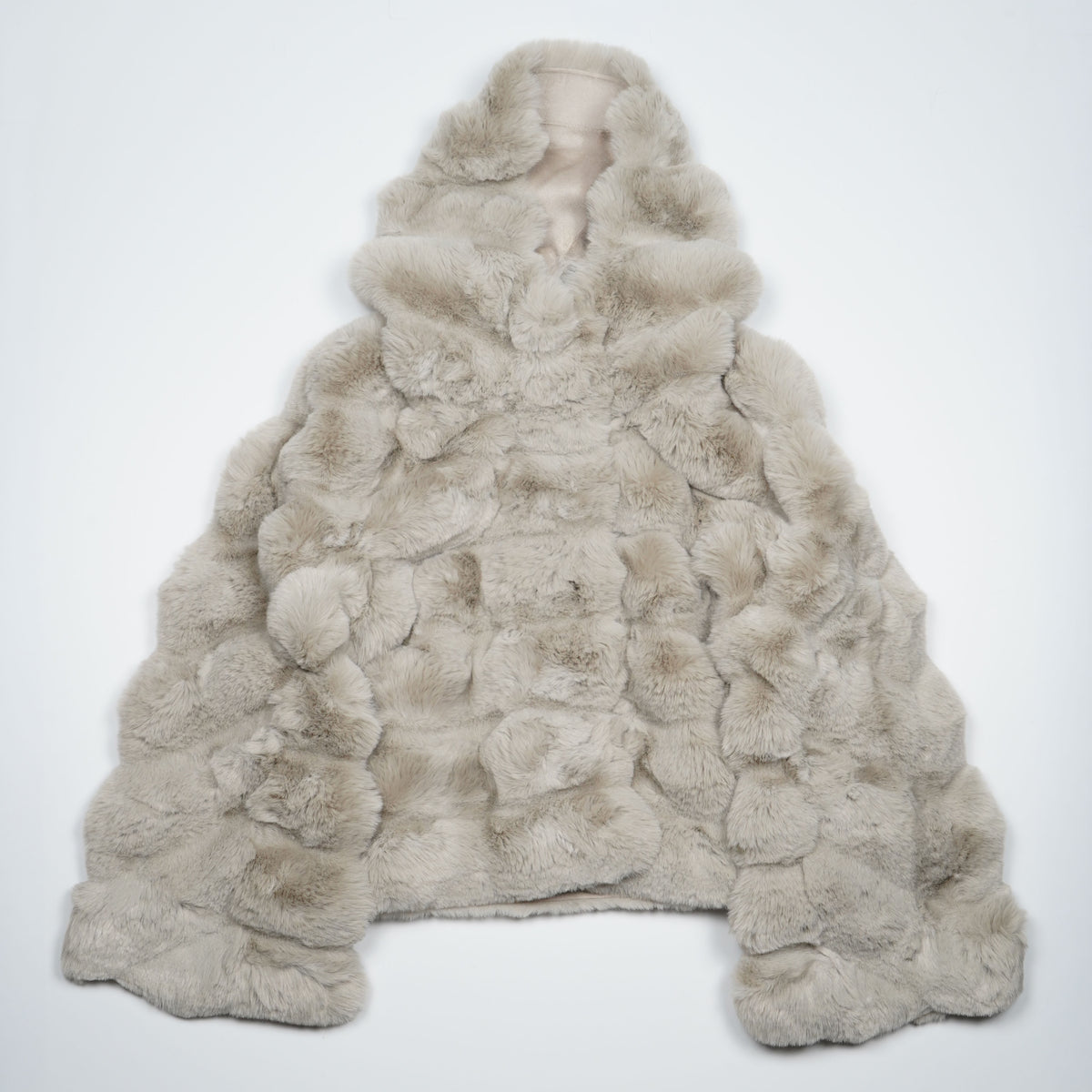 Ecopelliccia RRD W26574 85 Beige Ghiaccio con Cappuccio