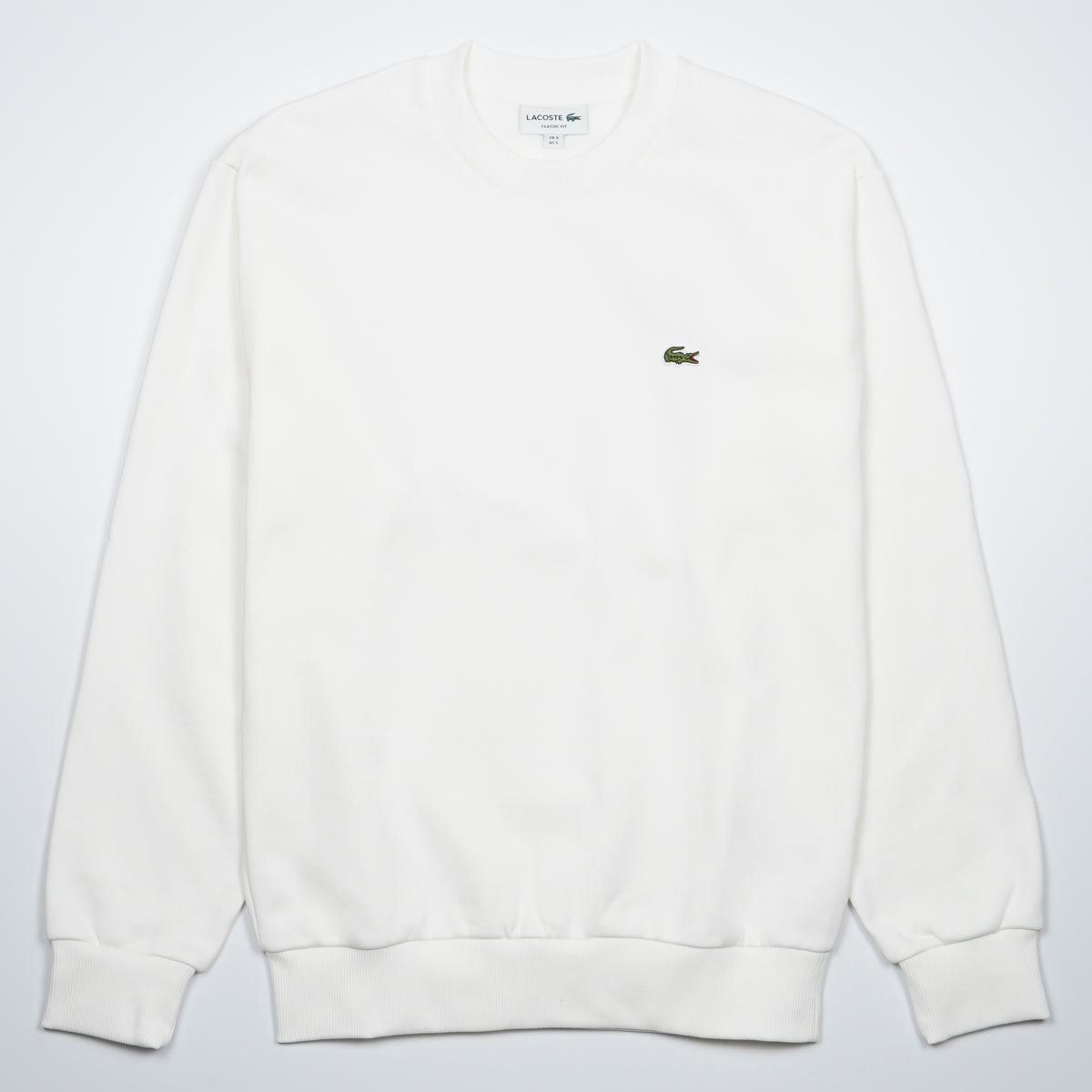 Felpa Lacoste SH8868-00-70V Blanc Girocollo in Cotone Felpato Classic Fit