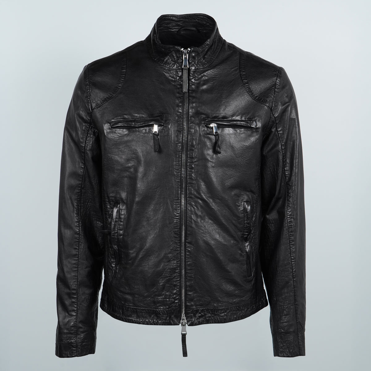Giubbotto in Pelle Milestone Fidelio 511069603909801 Colore 79 Nero Biker