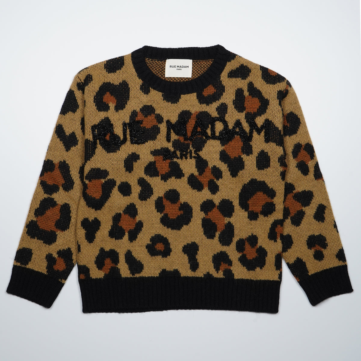 Maglione Rue Madam Paris Leopard Jumper 1603 Leopard in Misto Lana Jacquard Animalier con Logo Ricamato in Lurex