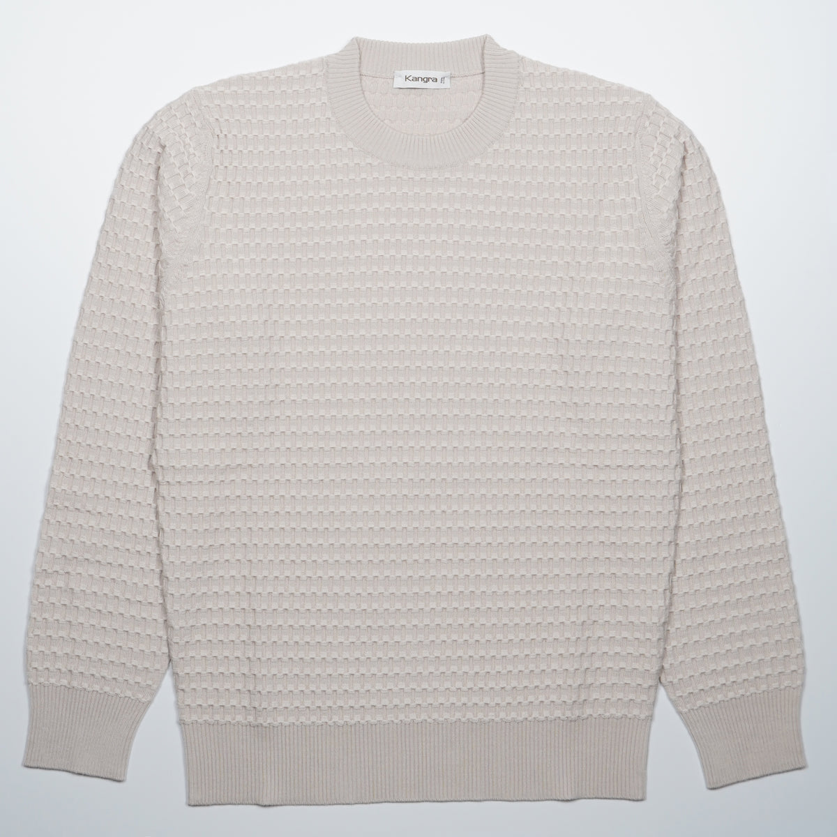 Maglione Girocollo Pluriball Kangra W7K4007-00701 Bianco Panna in Lana Merino Extrafine