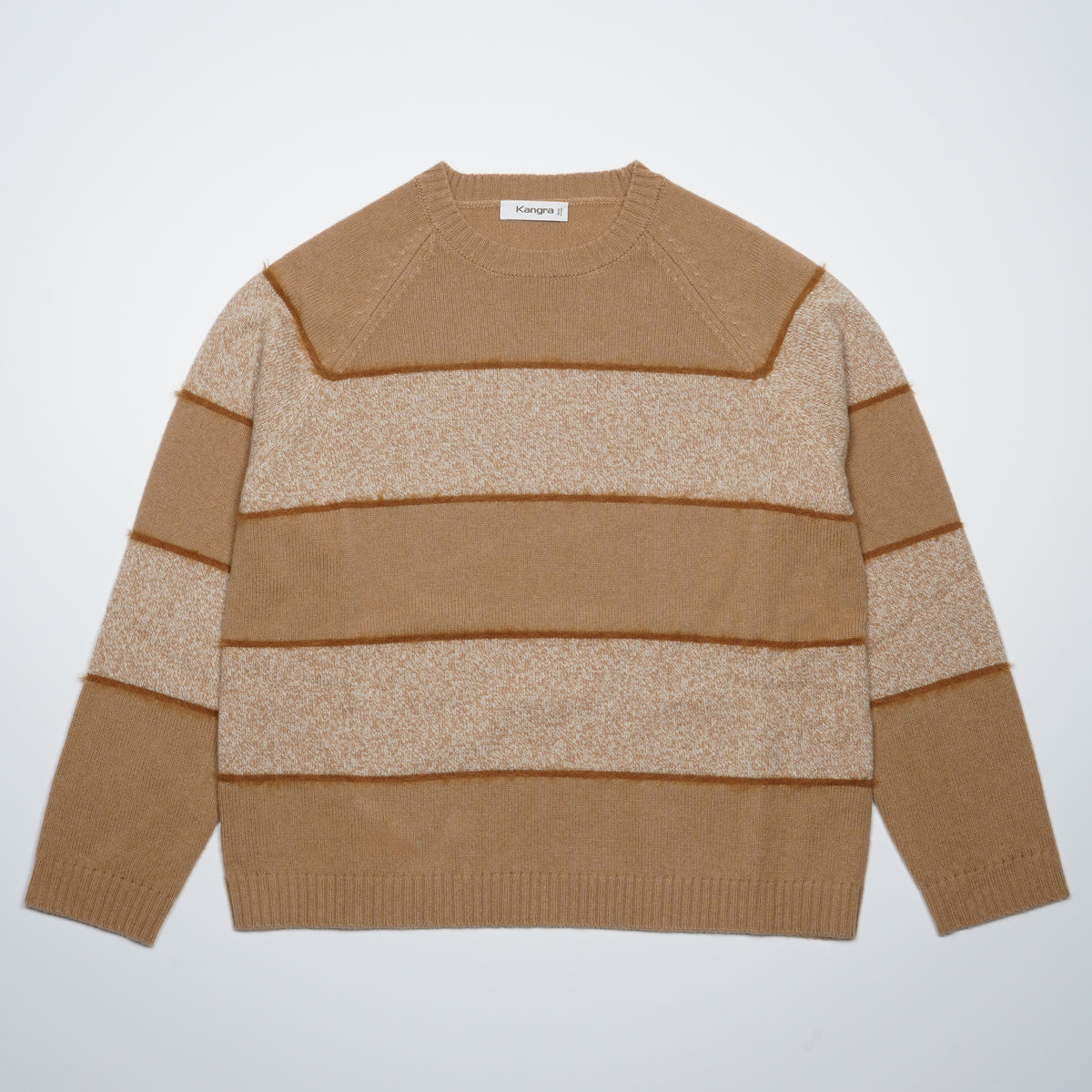 Maglione Girocollo Kangra 4675 a Righe Beige e Cammello