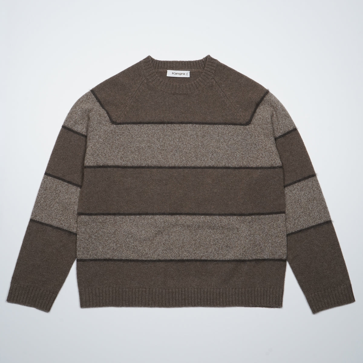 Maglione Girocollo Kangra 4675 a Righe Tortora e Marrone