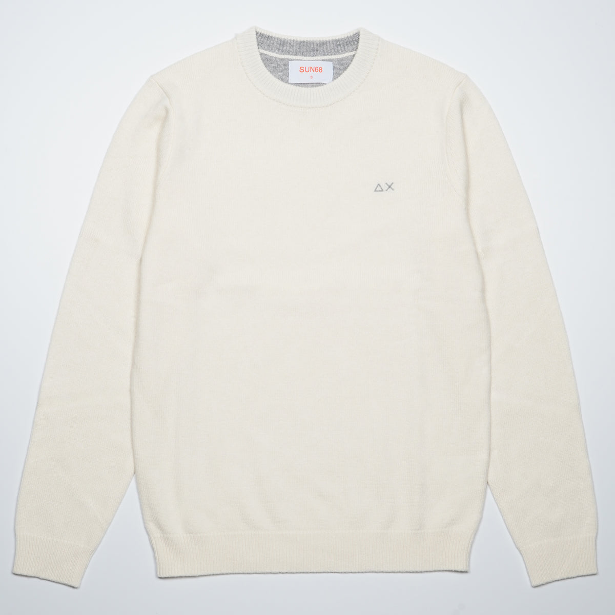 Maglione Girocollo SUN68 Sweater Warm Wool K46112-31 Bianco Panna in Lana e Cashmere