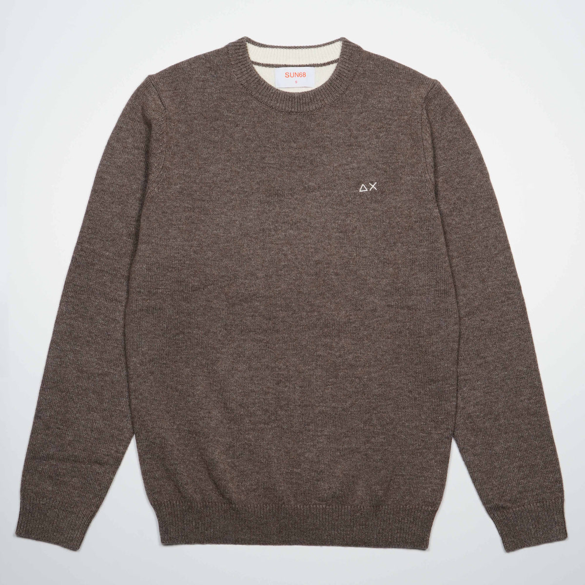 Maglione Girocollo SUN68 Sweater Warm Wool K46112-66 Marrone in Lana e Cashmere
