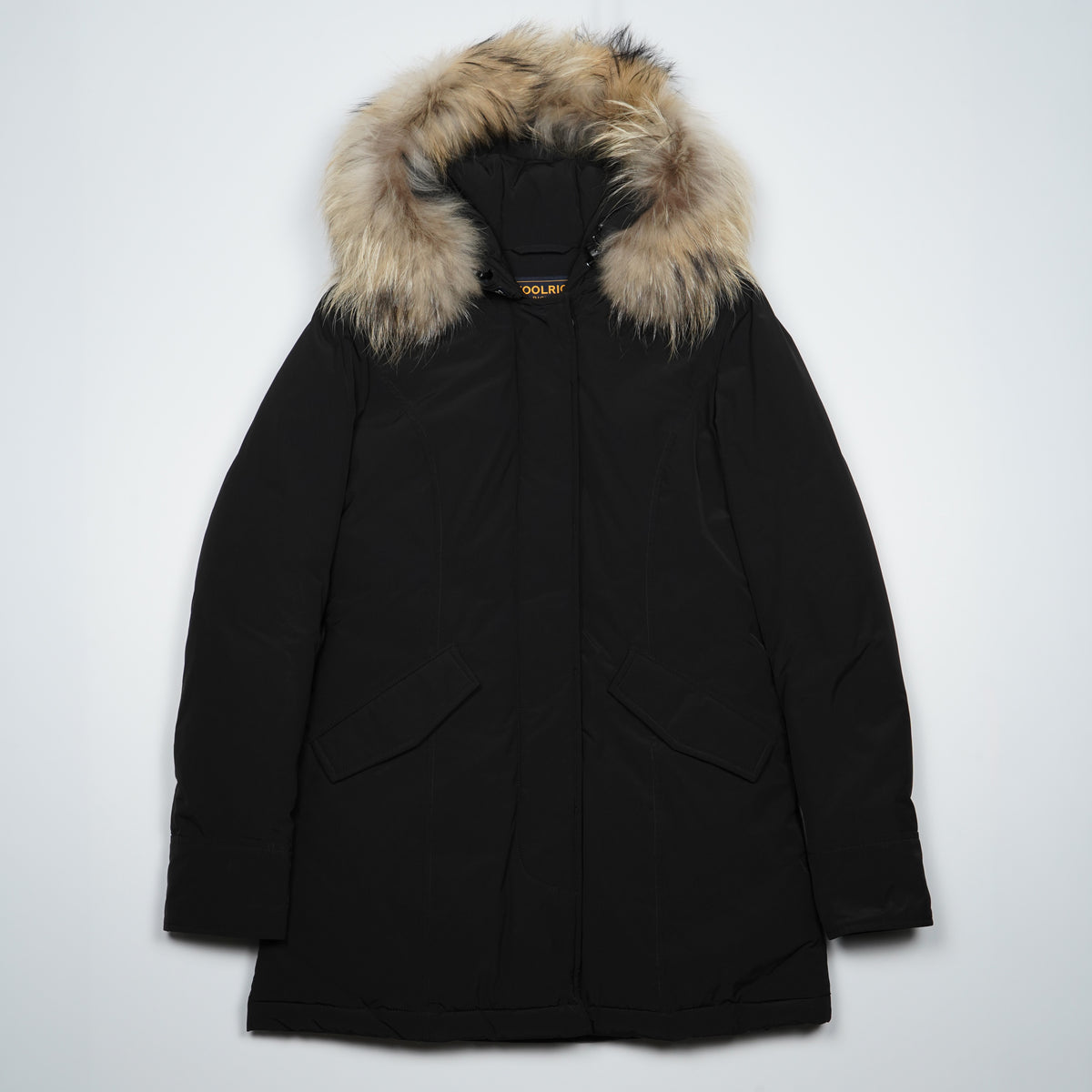 Parka Woolrich Luxury Arctic Nero con Cappuccio in Pelliccia