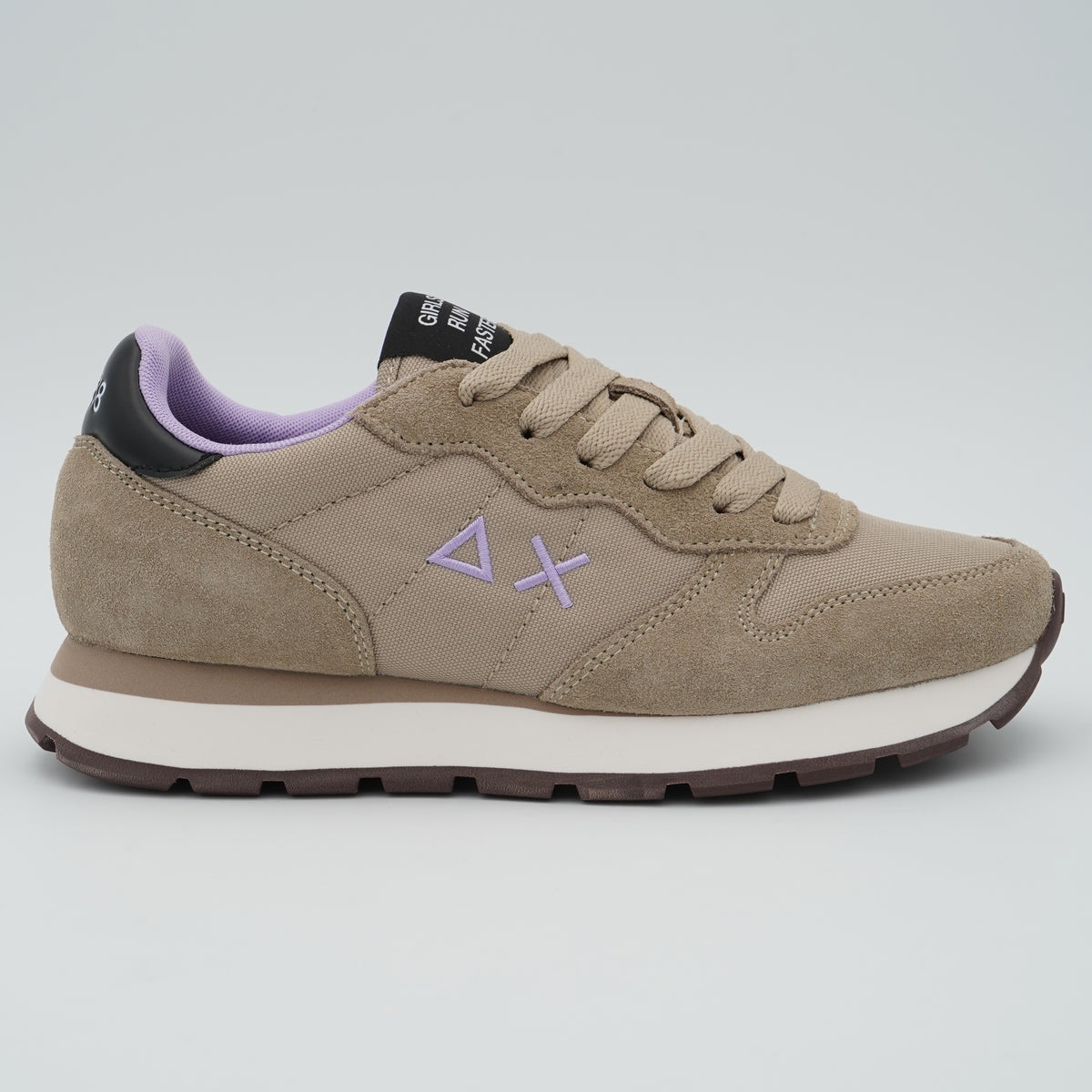 Sneakers SUN68 Ally Solid Z46201 77 Beige Scuro in Suede e Nylon con Logo Ricamato e Suola Running in EVA