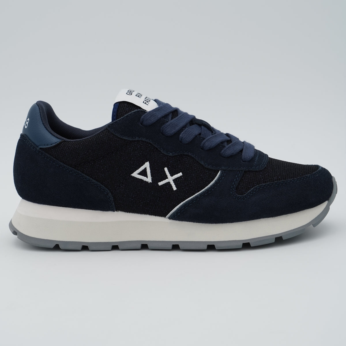 Sneakers SUN68 Ally Glitter Textile Z46204 07 Blu Navy in Suede e Lurex con Logo Ricamato e Suola Running in EVA