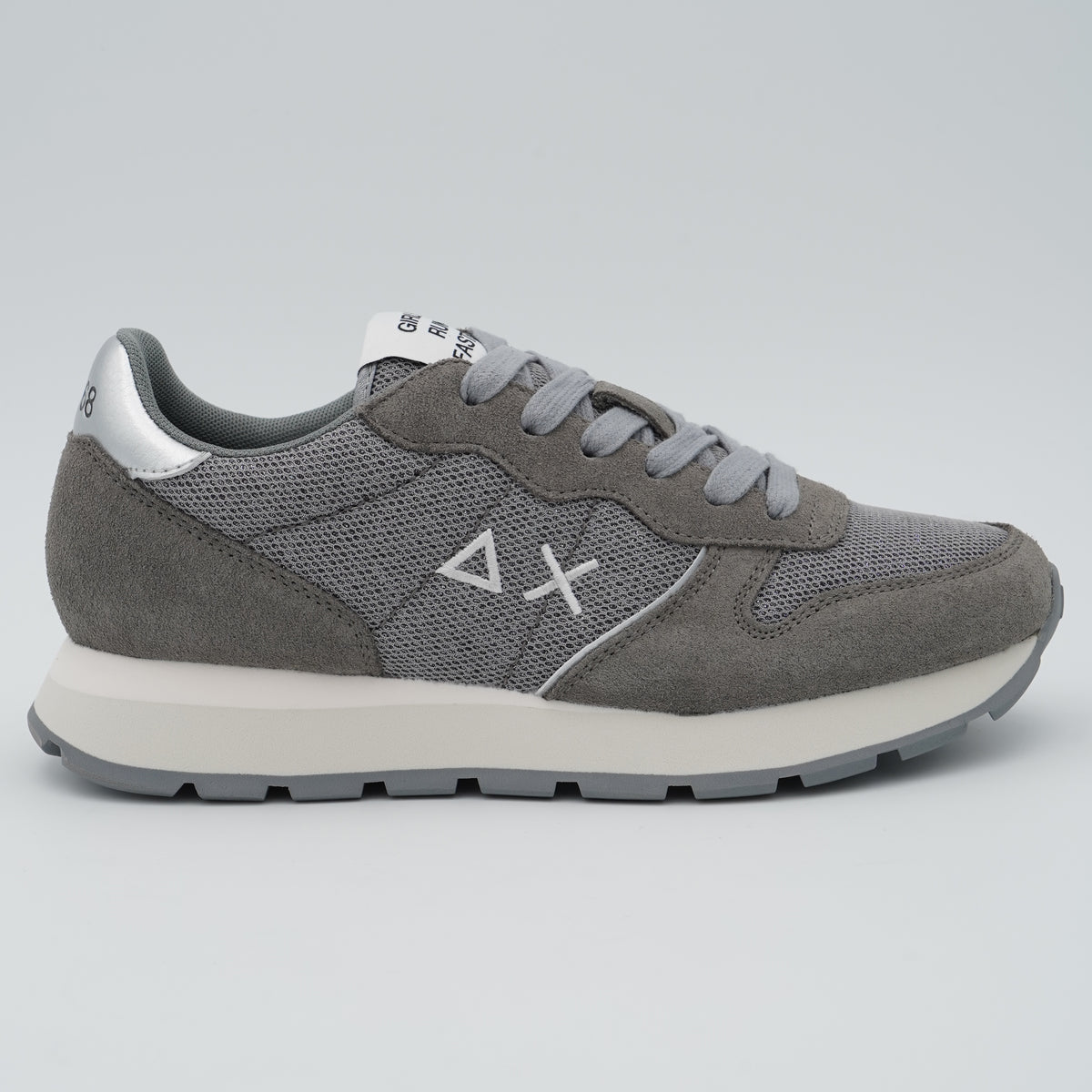 Sneakers SUN68 Ally Glitter Textile Z46204 34 Grigio Medio in Suede e Lurex con Logo Ricamato e Suola Running in EVA
