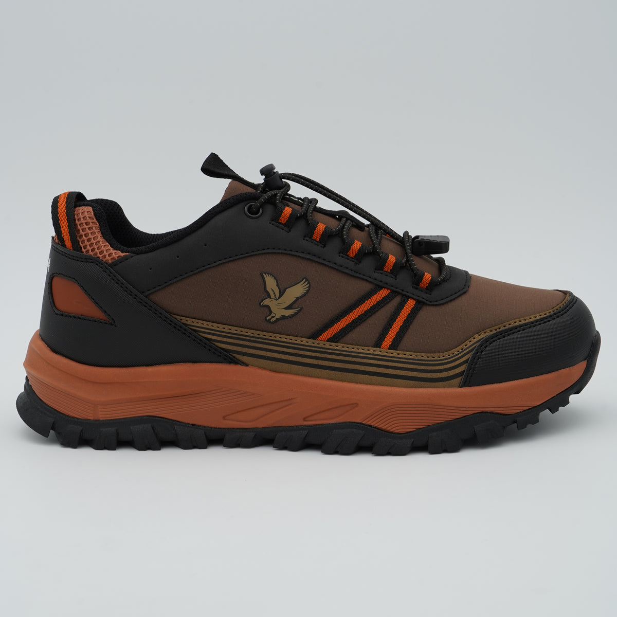 Sneakers Lyle & Scott Nyllep Mintlaw LSMRU00004 287 Marrone e Arancione con Lacci Elastici, Suola Chunky e Logo Aquila Dorata