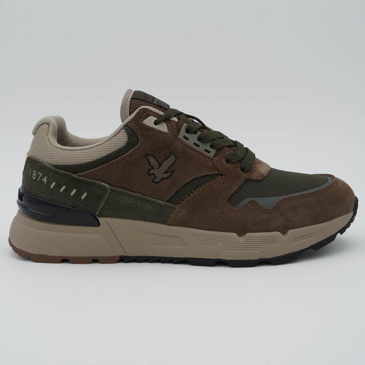 Sneakers Lyle & Scott Finlay LSMRU00003 021 Marrone e Verde Oliva in Pelle Scamosciata e Tessuto Tecnico con Suola Chunky