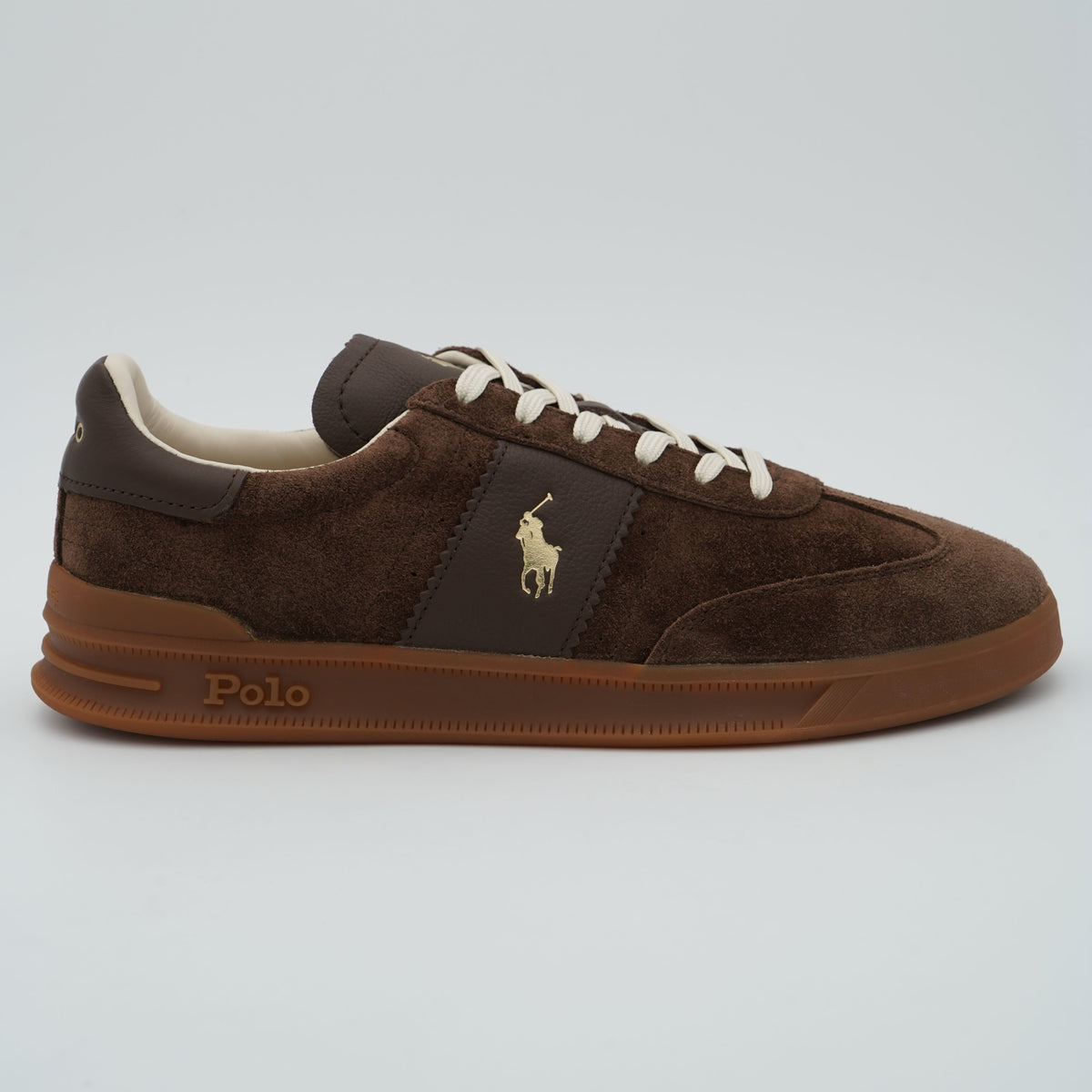 Sneakers Polo Ralph Lauren Heritage Aera 809-973707-001 Marrone in Camoscio e Pelle con Suola Gum