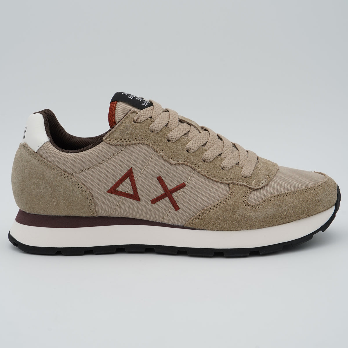 Sneakers SUN68 Tom Solid Z46101 77 Beige Scuro in Nylon e Suede con Logo Ricamato e Suola EVA
