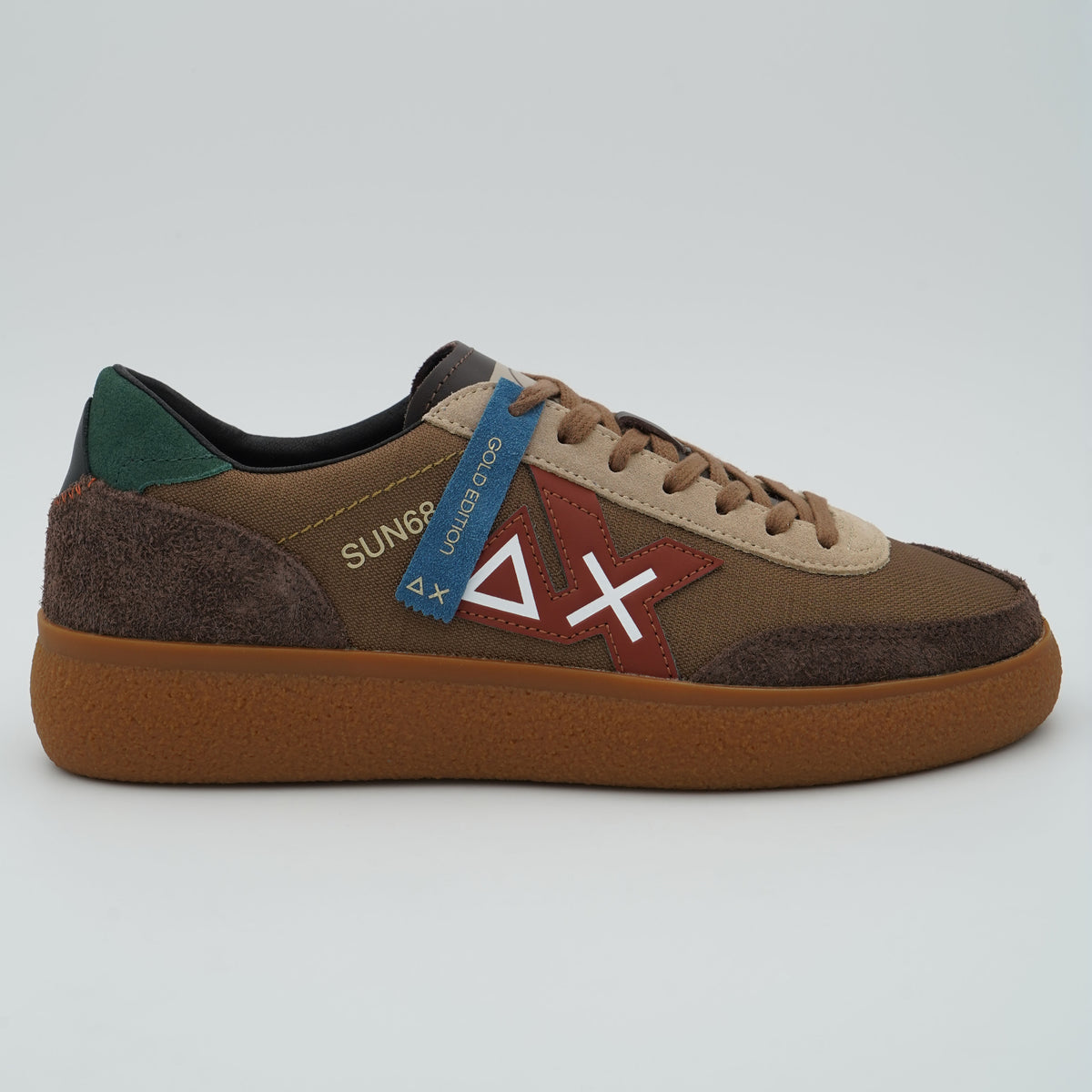 Sneakers SUN68 Luis Nylon Z46157 93 Volpe Marrone in Nylon, Suede ed Ecopelle con Suola Gum
