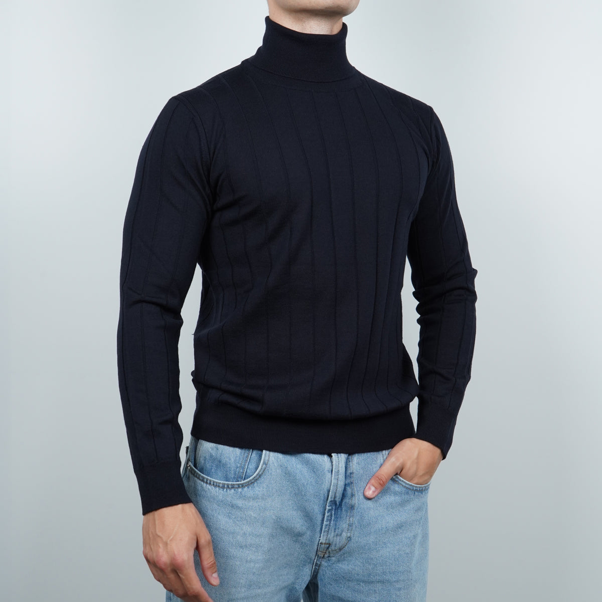Maglione Dolcevita a Coste Kangra W7K4006BIS-00041 Blu Navy