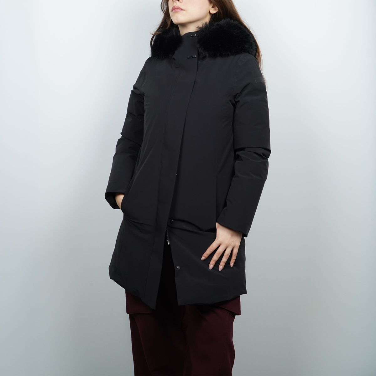Piumino Lungo RRD W26511F Montecristo Long Fur 10 Nero