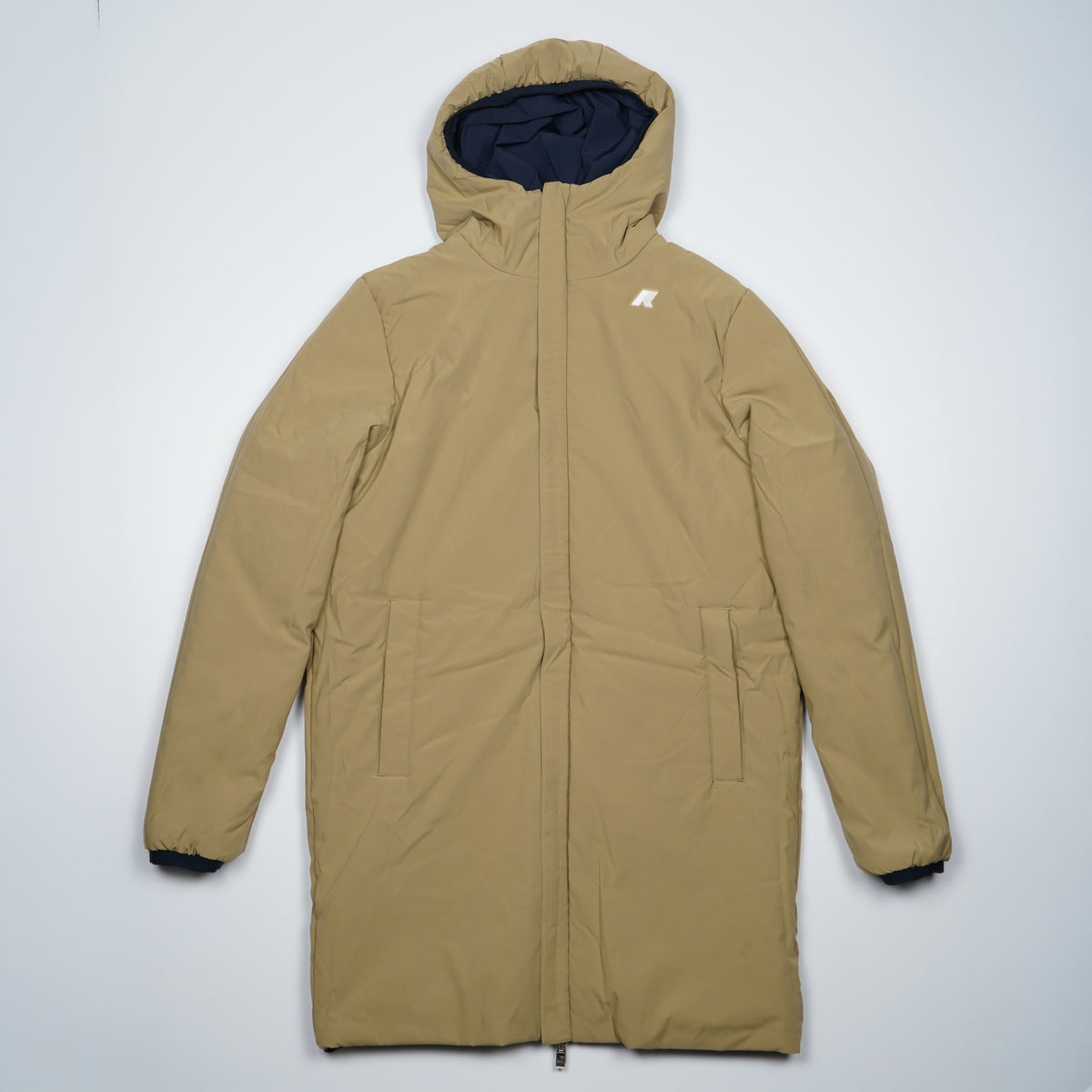 Giubbotto Lungo Kway Jacob ST Warm Double k6128ww D0V Blu Navy e Beige Khaki