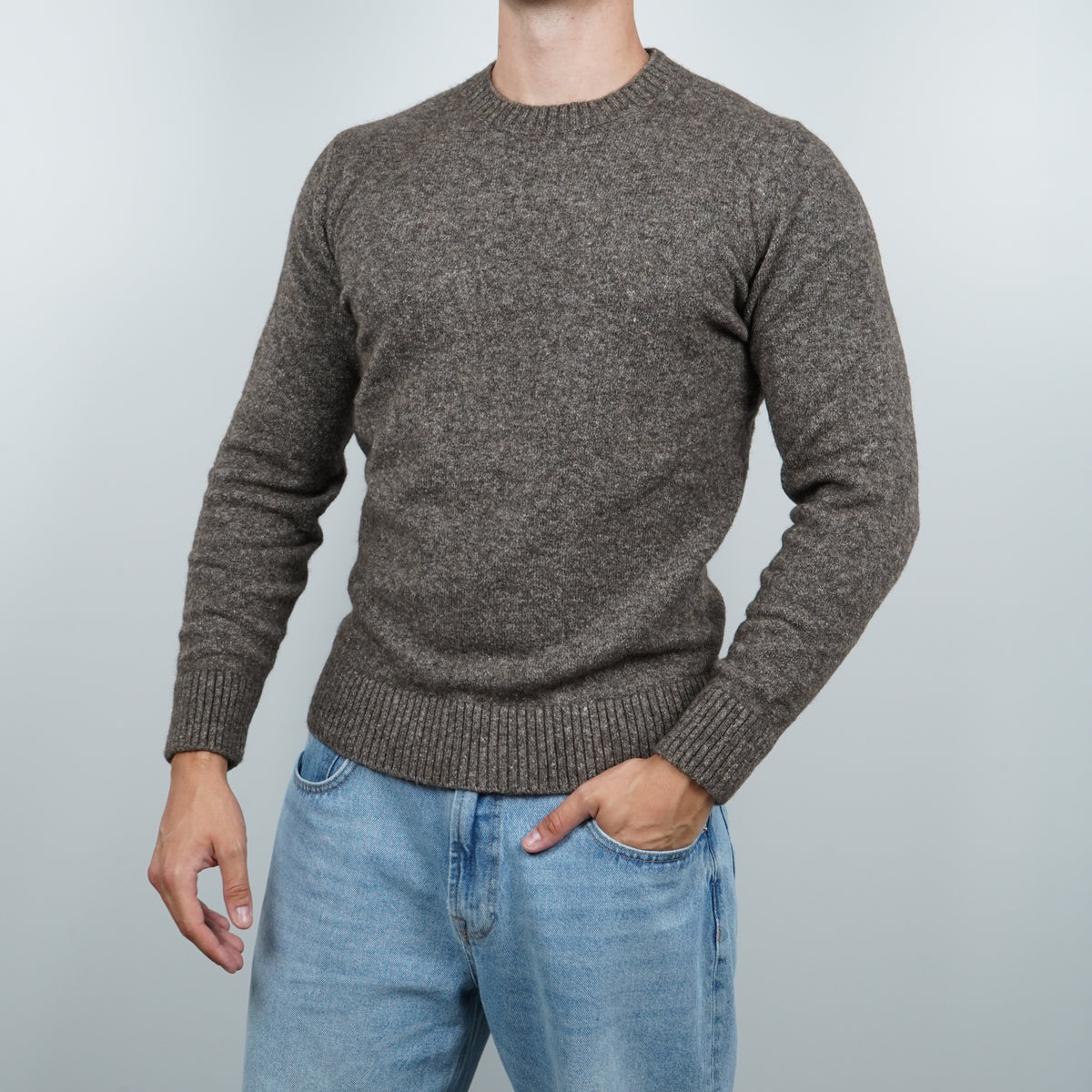 Maglione Girocollo Fantasia Kangra W7K4111-00970 Grigio Antracite Mélange
