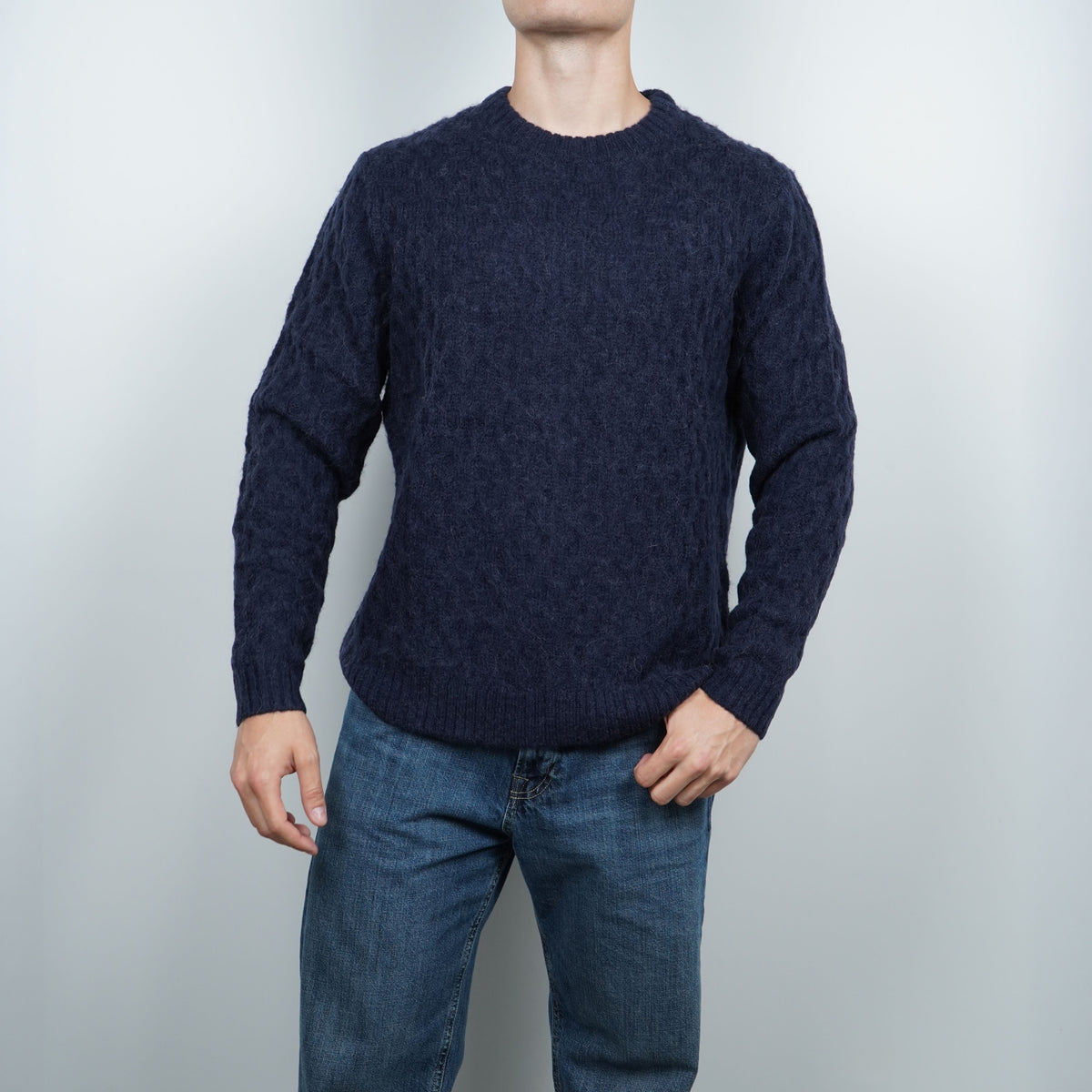 Maglione Girocollo SUN68 Crewneck Fancy Knit Alpaca Soft Touch K46155-07 Navy Blue