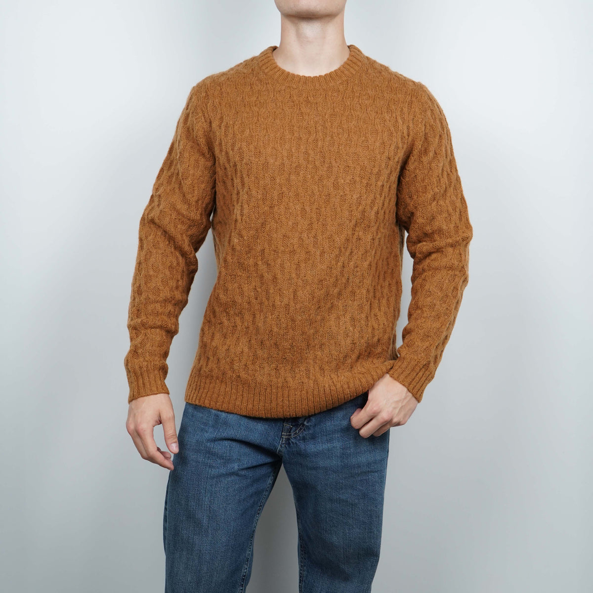 Maglione Girocollo SUN68 Fancy Knit K46155-71 Marrone Cacao in Misto Lana e Alpaca
