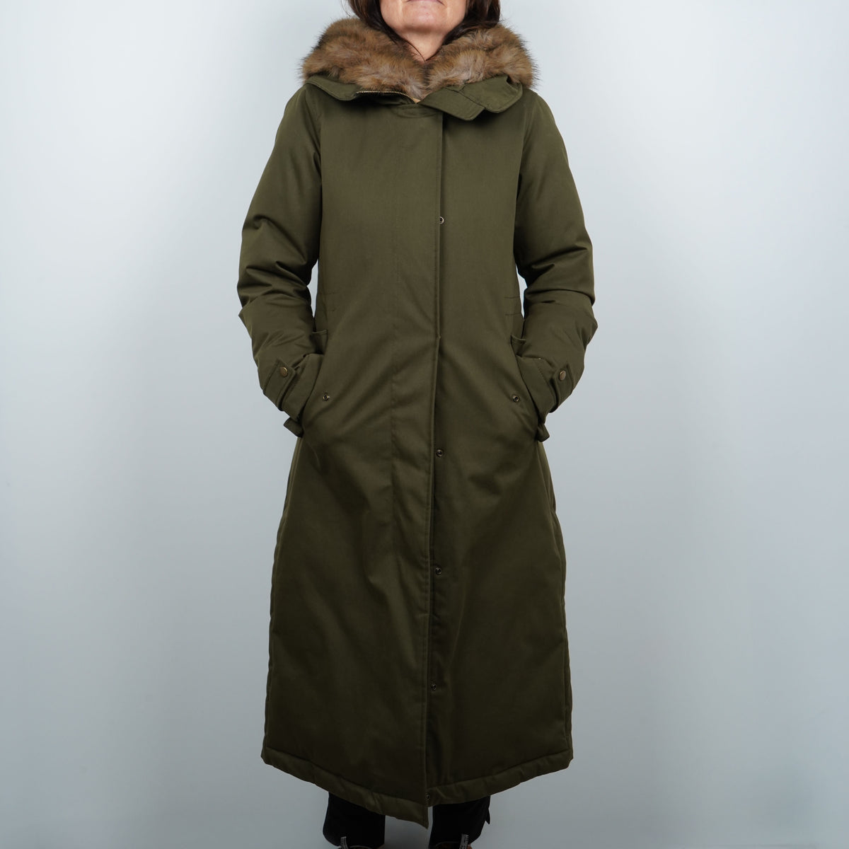Parka Lungo Woolrich Best Cotton Verde Scuro con Cappuccio