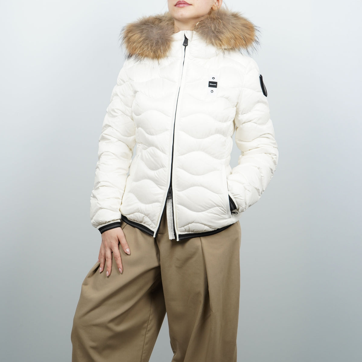 Piumino Blauer Aldie 26WBLDC03034 100BI Bianco Ottico con Imbottitura in Piuma