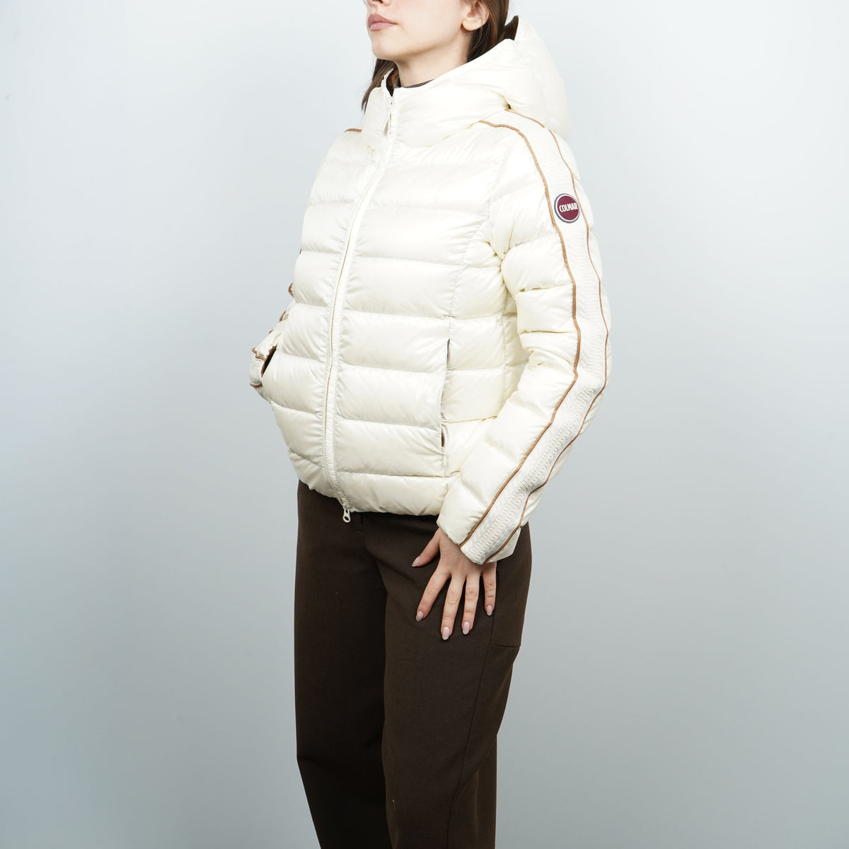 Piumino Colmar 2222 624 Bianco Panna con Inserti in Maglia