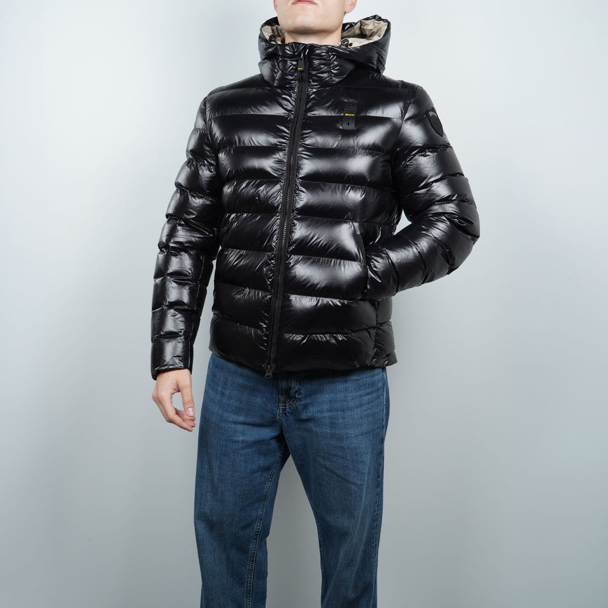 Piumino Blauer Adams Nero Lucido con Cappuccio