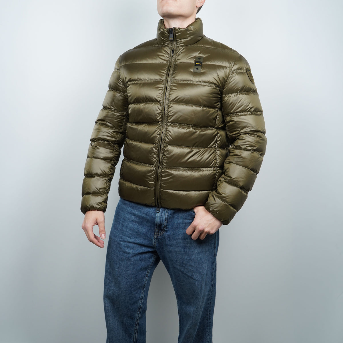 Piumino Blauer Belmont Verde Militare Lucido Imbottito in Piuma