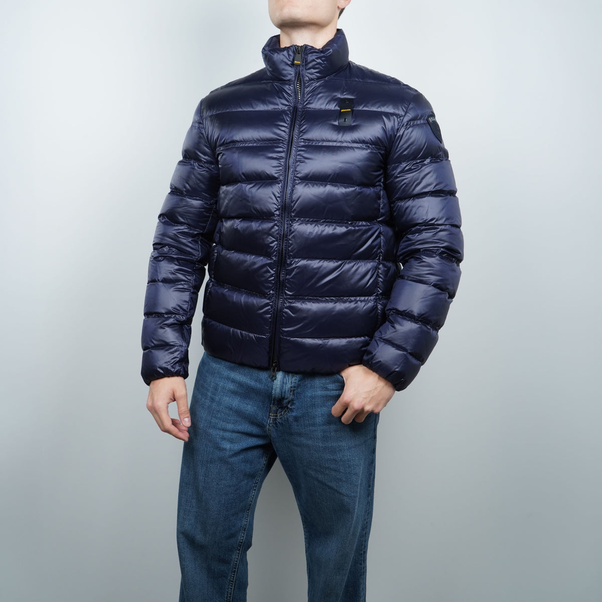 Piumino Blauer Belmont Blu Navy Lucido Imbottito in Piuma