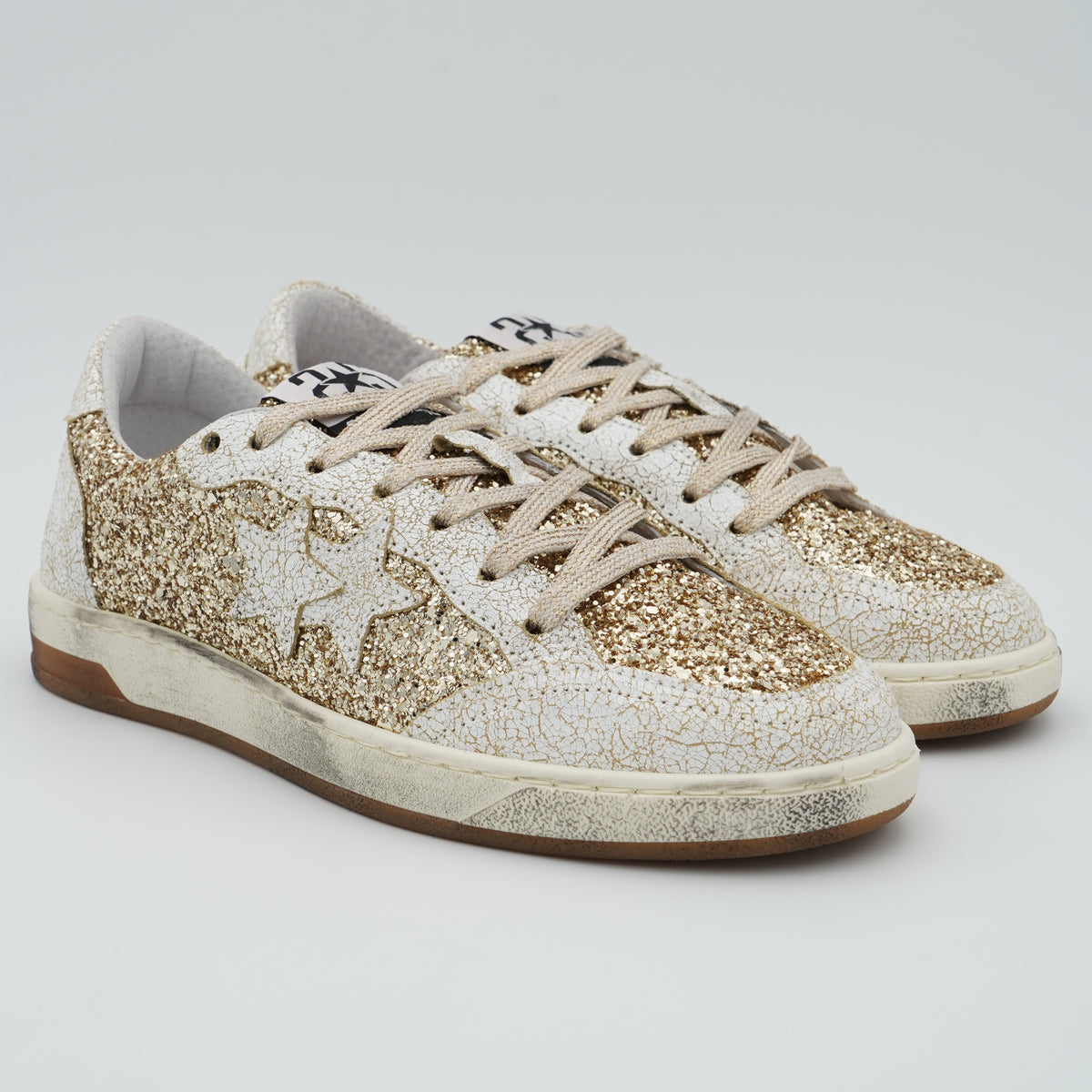 Sneakers 2Star 5235 Glitter Oro e Bianco con Stelle