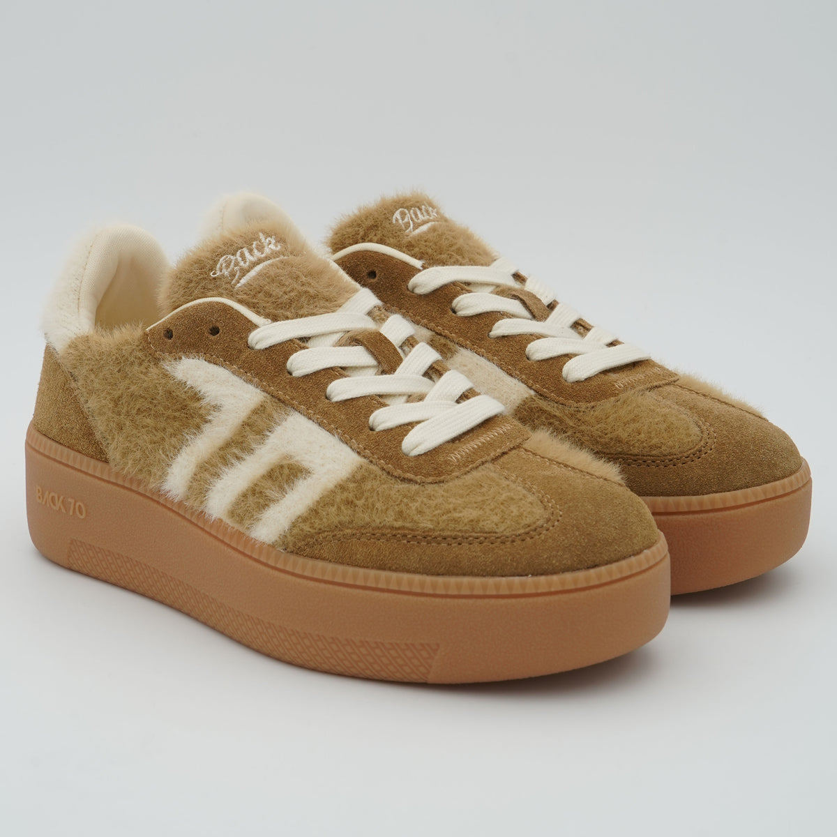 Sneakers Back 70 M004 Mohair Cuoio Butter con Suola Platform
