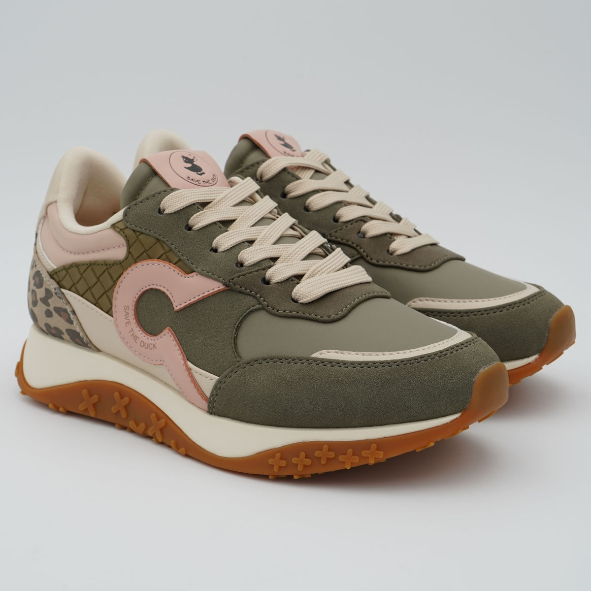 Sneakers Save The Duck F6STAR01 Verde Militare e Rosa 100% Animal-Free
