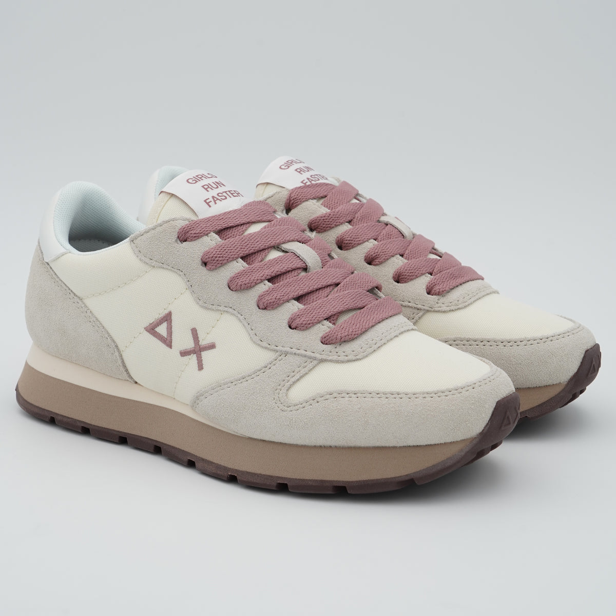 Sneakers SUN68 Ally Solid Z46201 31 Bianco Panna in Suede e Nylon con Logo Ricamato e Suola Running in EVA