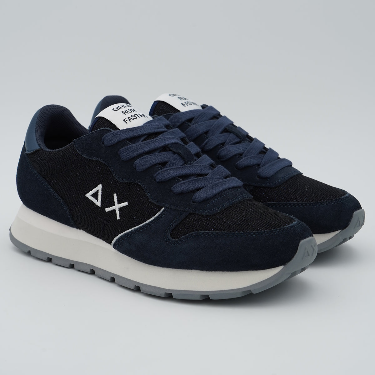 Sneakers SUN68 Ally Glitter Textile Z46204 07 Blu Navy in Suede e Lurex con Logo Ricamato e Suola Running in EVA