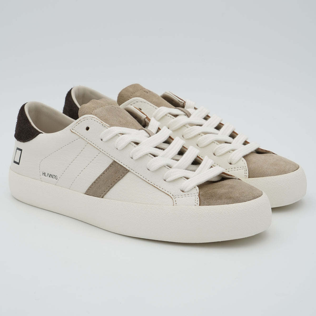 Sneakers D.A.T.E. Hill Low Vintage M451HLVNWN White Brown in Pelle e Suede