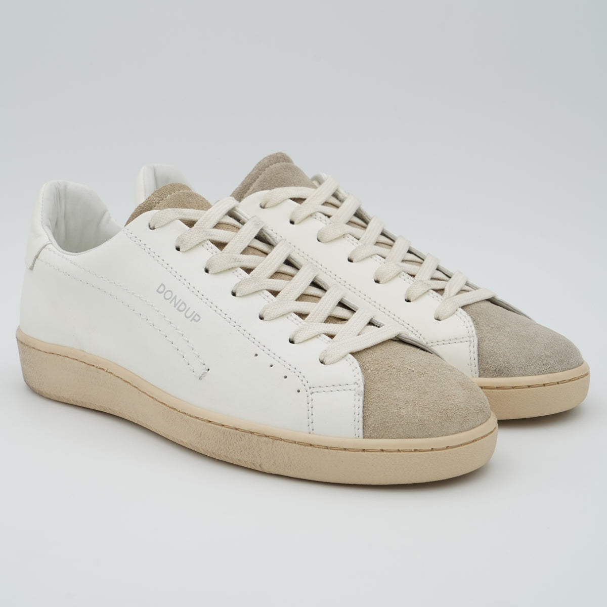 Sneakers Dondup PL0694U003 Bianche con Dettagli Beige