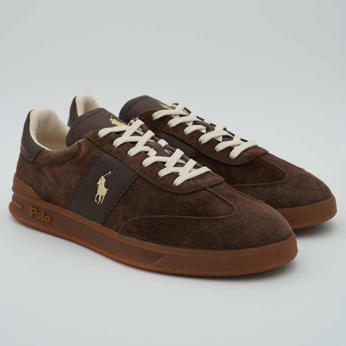 Sneakers Polo Ralph Lauren Heritage Aera 809-973707-001 Marrone in Camoscio e Pelle con Suola Gum