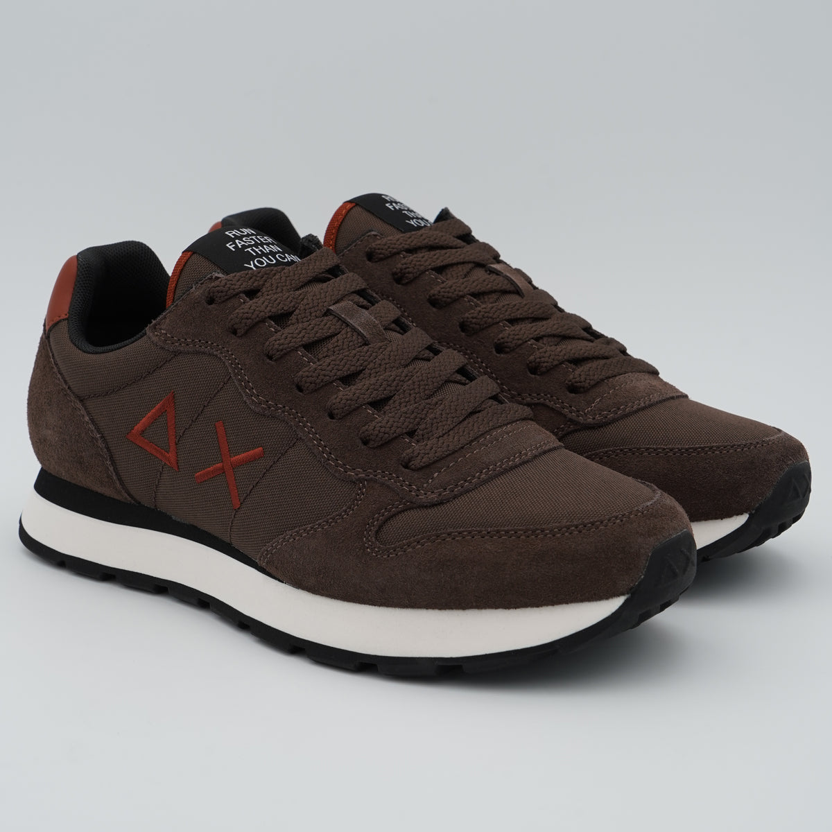 Sneakers SUN68 Tom Solid Z46101 08 Marrone in Nylon e Suede con Logo Ricamato e Suola EVA