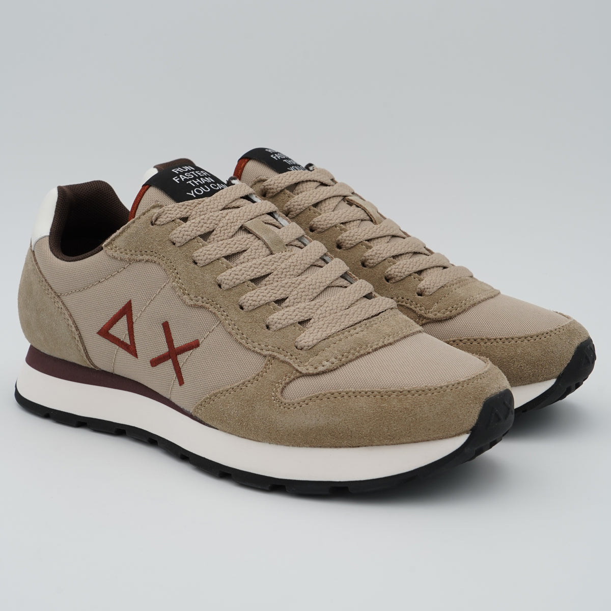 Sneakers SUN68 Tom Solid Z46101 77 Beige Scuro in Nylon e Suede con Logo Ricamato e Suola EVA