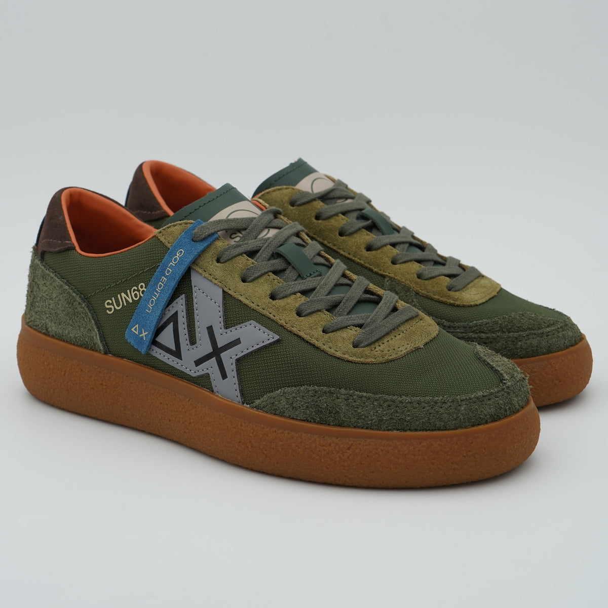 Sneakers SUN68 Luis Nylon Z46157 74 Militare Scuro in Nylon, Suede ed Ecopelle con Suola Gum