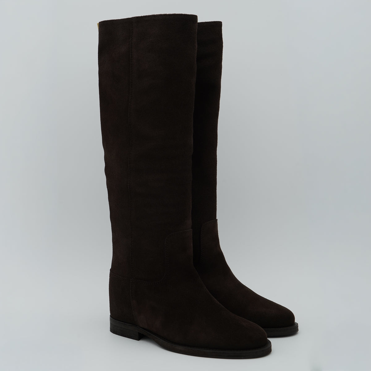 Stivale Via Roma 15 4446 Velour Testa di Moro con Dettaglio Oro