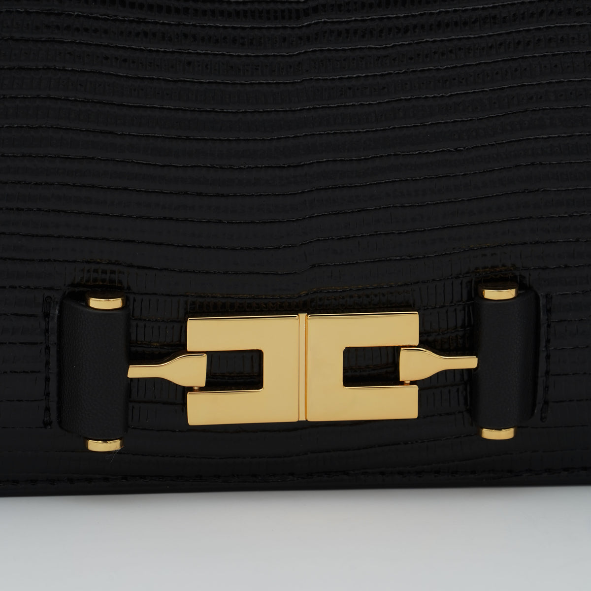 Borsa a Tracolla Elisabetta Franchi BS09A66E2 Nera con Logo Oro