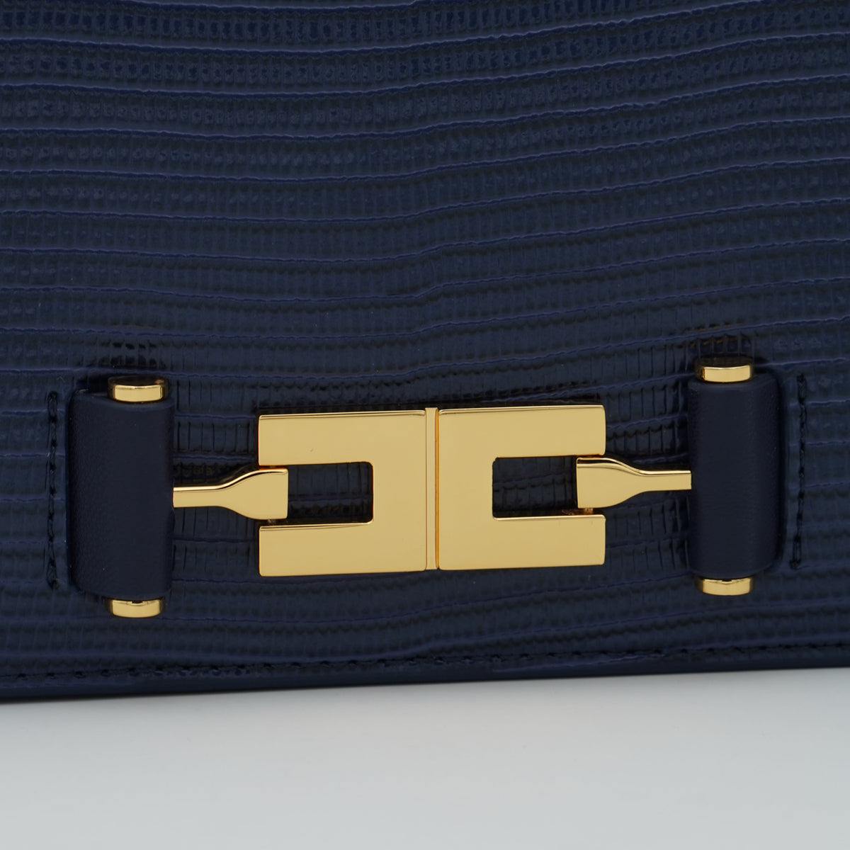 Borsa a Tracolla Elisabetta Franchi BS09A66E2 Blu Notte con Logo Oro