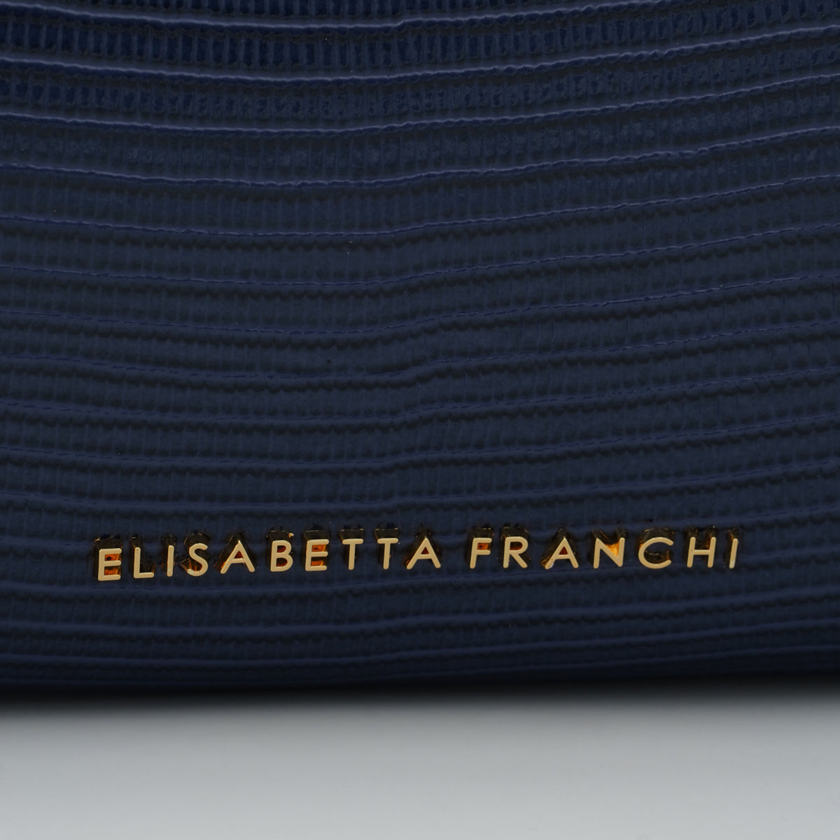 Borsa a Spalla Elisabetta Franchi BS15A66E2 Blu Notte Effetto Rettile con Dettagli Oro